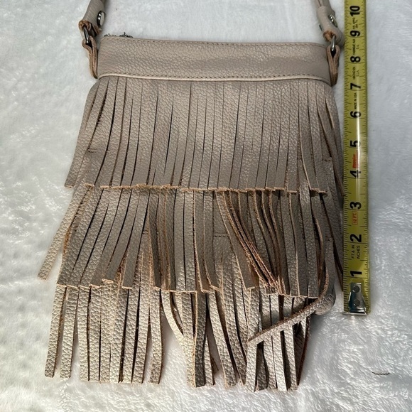 Laudi Vidni Custom Soft Grain Leather Crossbody Fringe Bag Grey - Very Rare Find - Picture 15 of 16
